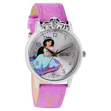 Zoop By Titan Disney Princess Quartz Analog Silver Dial Leather Strap Watch For Kids